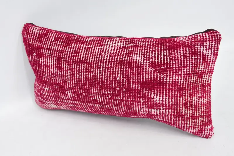 Outdoor Bolster Pillow, Handmade Kilim Cushion, Vintage Kilim Pillow, Pillow Case, 8x16 Red Cushion Case, Vintage Pillow - 4