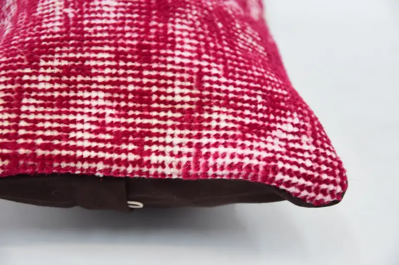 Outdoor Bolster Pillow, Handmade Kilim Cushion, Vintage Kilim Pillow, Pillow Case, 8x16 Red Cushion Case, Vintage Pillow - 5