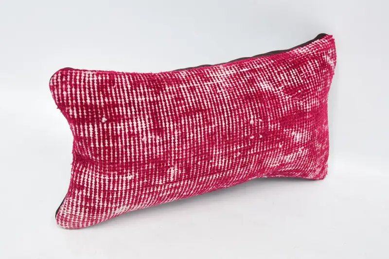 Outdoor Bolster Pillow, Handmade Kilim Cushion, Vintage Kilim Pillow, Pillow Case, 8x16 Red Cushion Case, Vintage Pillow - 3