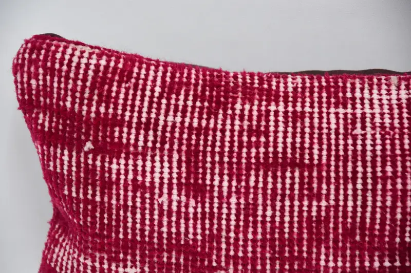 Outdoor Bolster Pillow, Handmade Kilim Cushion, Vintage Kilim Pillow, Pillow Case, 8x16 Red Cushion Case, Vintage Pillow - 2