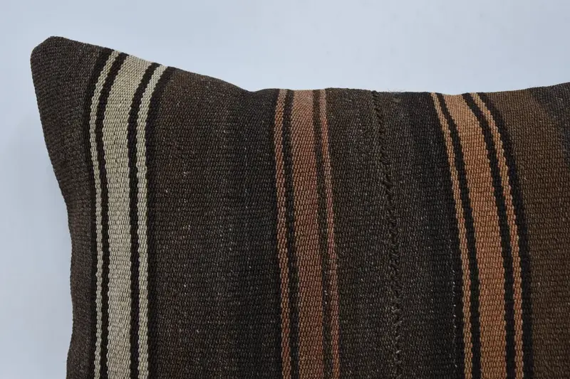 Kilim Pillow Cover, Cushion Case, 16x24 Brown Cushion Cover, Outdoor Pillow Sham, Vintage Kilim Throw Pillow, Kilim Pillow - 2