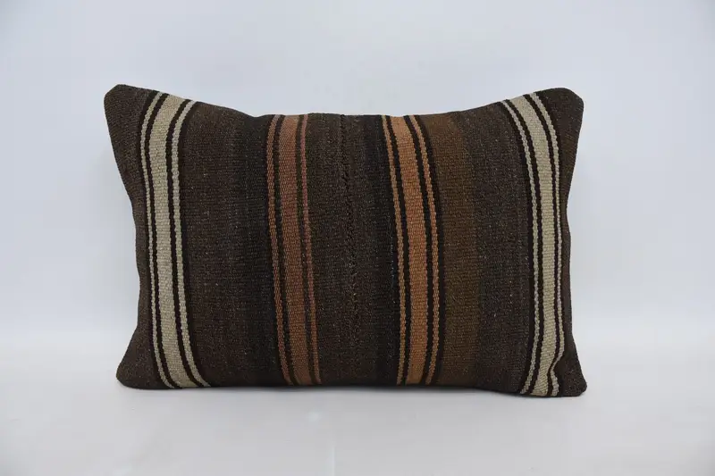 Kilim Pillow Cover, Cushion Case, 16x24 Brown Cushion Cover, Outdoor Pillow Sham, Vintage Kilim Throw Pillow, Kilim Pillow - 1