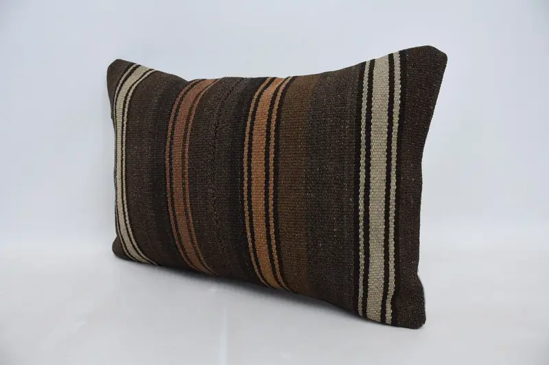 Kilim Pillow Cover, Cushion Case, 16x24 Brown Cushion Cover, Outdoor Pillow Sham, Vintage Kilim Throw Pillow, Kilim Pillow - 4
