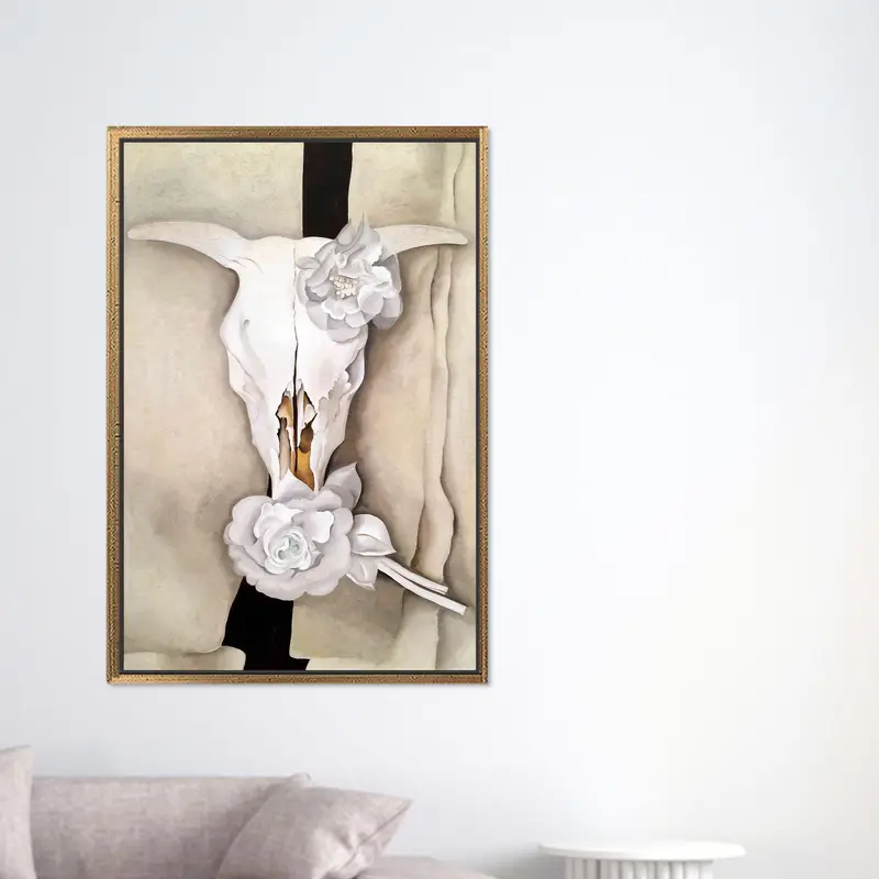 Georgia O'Keeffe Floral Skull Canvas Print - Artistic Elegance