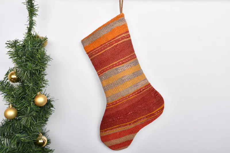 Media festiva con estampado de adornos navideños de 7 pulgadas, acogedora decoración navideña