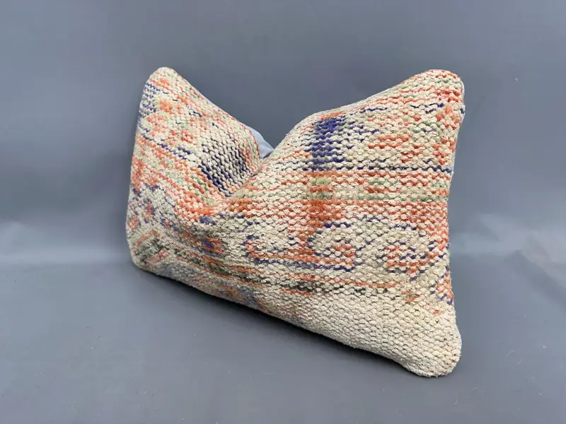 Pillow for Couch, Kilim Pillow Cover, Natural Pillow, 12x20 Orange Cushion Case, Turkish Kilim Pillow, Pillow Cover, Car Cushion Cover - 3