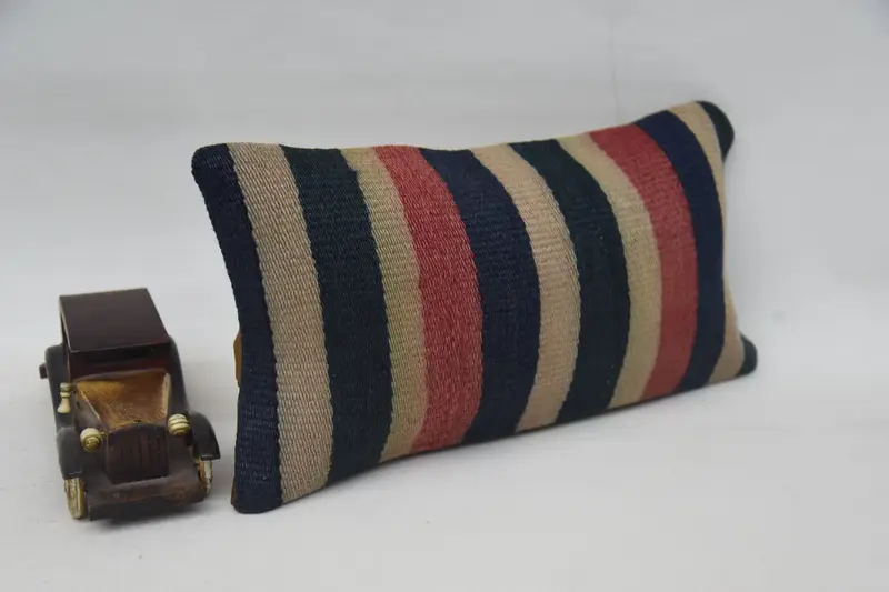 Turkish Pillow, Interior Designer Pillow, Pillow Case, Accent Throw Cushion, Kilim Cushion Sham, 8x16 Blue Pillow Sham, Handmade Pillow - 2