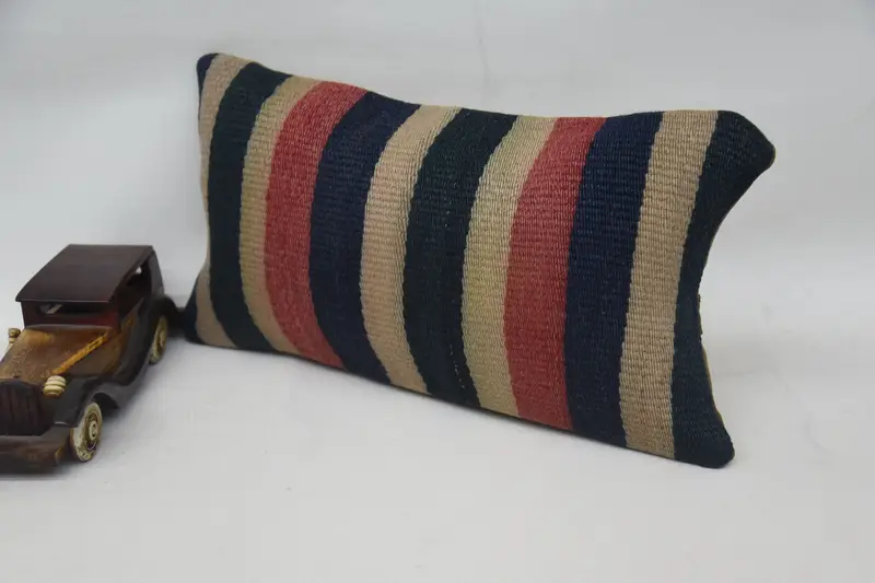 Turkish Pillow, Interior Designer Pillow, Pillow Case, Accent Throw Cushion, Kilim Cushion Sham, 8x16 Blue Pillow Sham, Handmade Pillow - 3