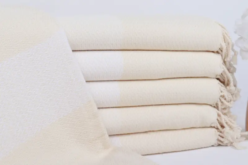 Türkische Handtücher Strand mit Monogramm, Bio-Baumwolle, Beige, 38 x 75 Zoll