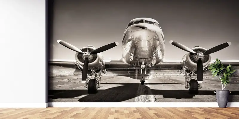 Elegante, mit Flugzeugen bedruckte Tapete: Perfektes Geschenk für Büro oder Flughafen