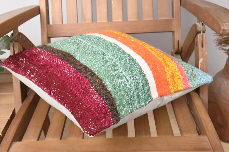 Ethnical Kilim Rug Pillow, Antique Pillows, Vintage Kilim Pillow, Cushion Cover, Vintage Cushion Cover, Christmas Cushion, 16x16 Green Pillow Sham - 4