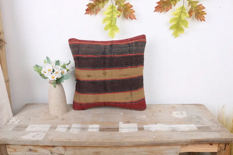 Vintage Cushion Cover, Cushion, 12x12 Blue Cushion Cover, Boho Pillow Sham Cover, Interior Designer Pillow, Kilim Pillow Cover, Comfy Throw Pillow - 1