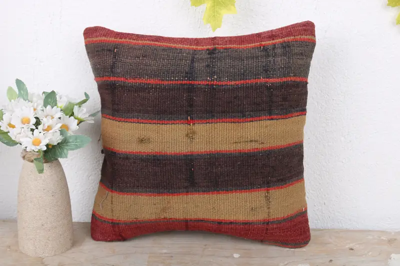 Vintage Cushion Cover, Cushion, 12x12 Blue Cushion Cover, Boho Pillow Sham Cover, Interior Designer Pillow, Kilim Pillow Cover, Comfy Throw Pillow - 2