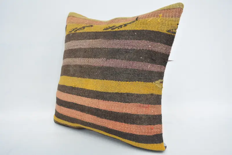Accent Pillow, Kilim Pillow Cover, Vintage Throw Cushion Cover, Boho Pillow Sham Cover, 16x16 Brown Pillow Case, Kilim Pillow, Cushion - 4