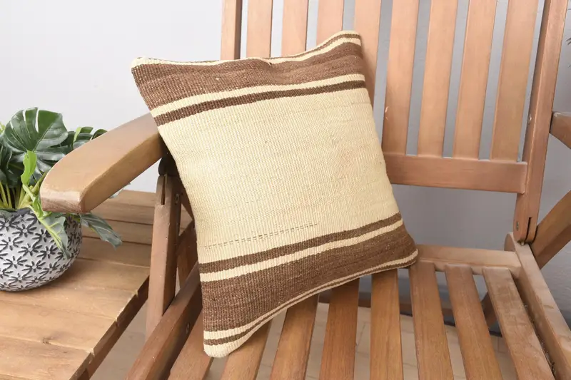 14x14 White Pillow, Pillow for Couch, Boho Pillow, Turkish Corner Cushion Cover, Cushion, Turkish Corner Cushion Case, Throw Kilim Pillow - 2