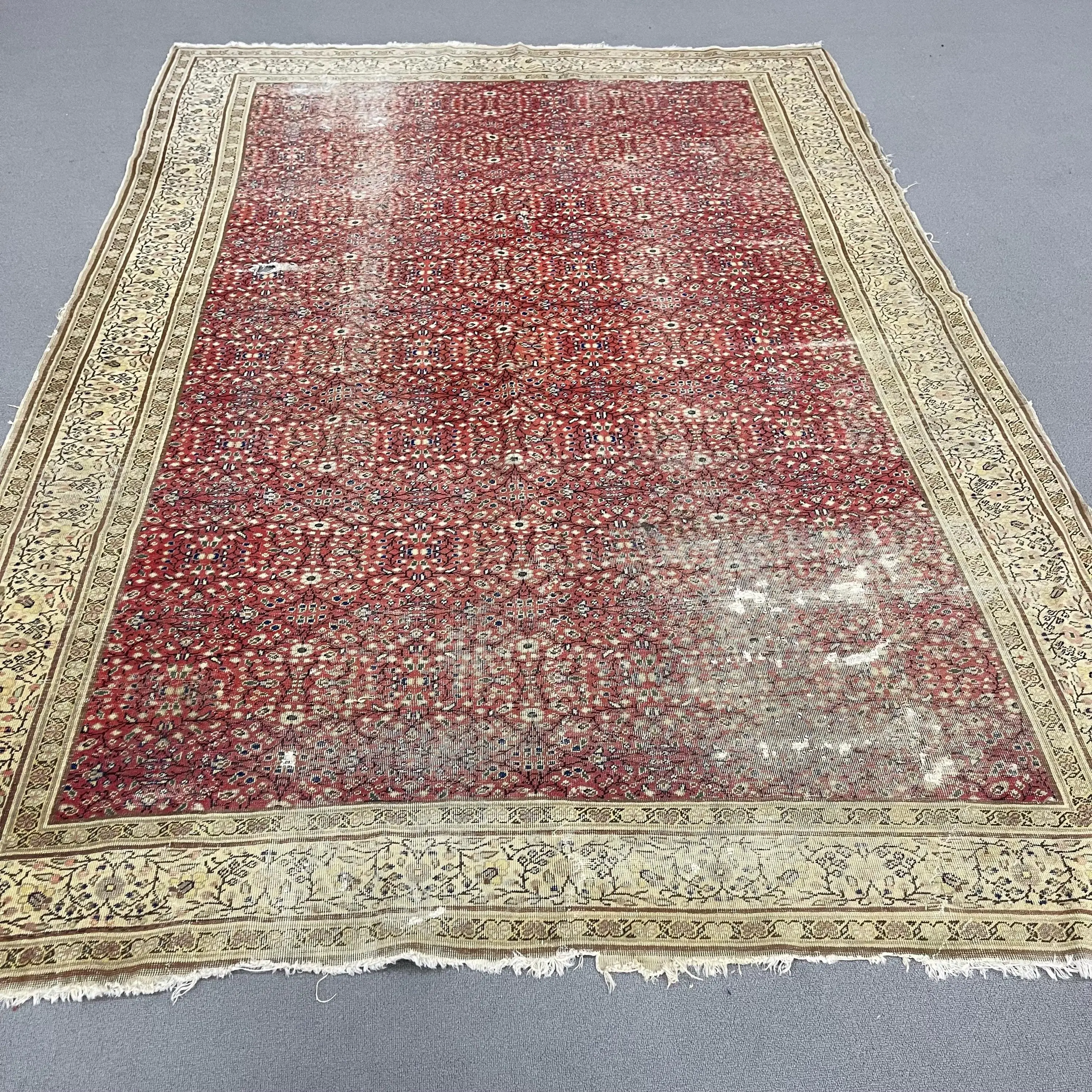 Alfombra turca vintage 6,6x9,6 pies (202x294 cm), alfombra de lana roja - 1