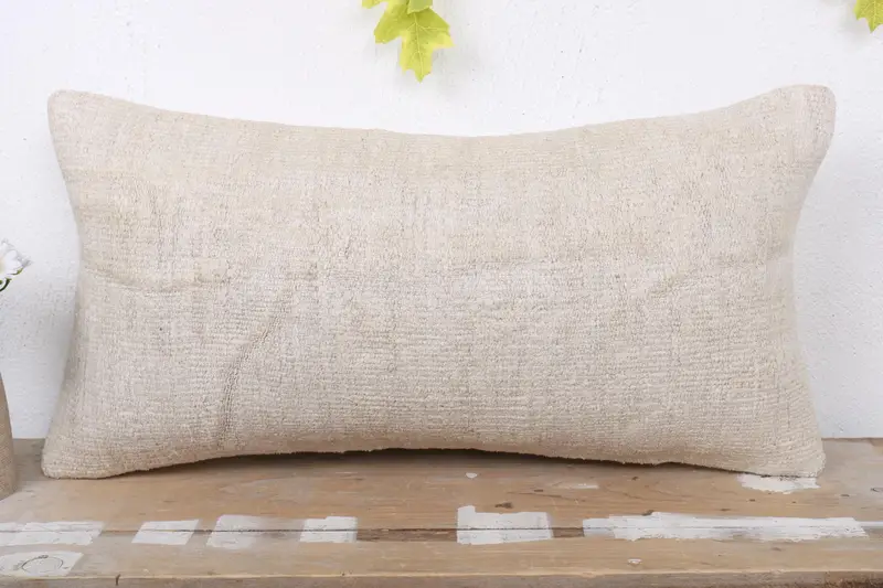 Vintage Kilim Pillow, 12x24 Beige Pillow Case, Pillow for Couch, Southwestern Pillow Case, Kilim Pillow Cover, Pillow Cover - 2