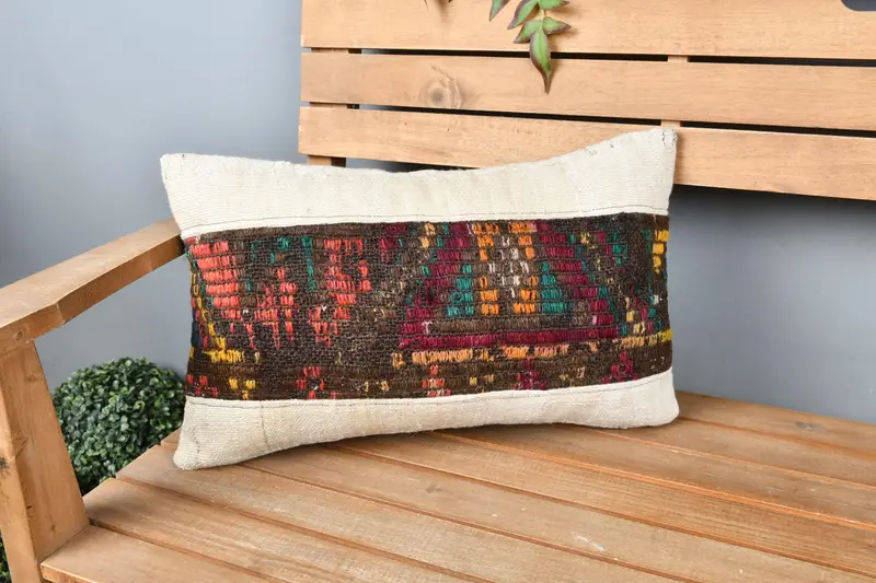 Antique Pillows, Cushion, Vintage Cushion Cover, Interior Designer Pillow, 12x20 White Pillow Case, Nomadic Pillow Case, Pillow for Sofa - 1