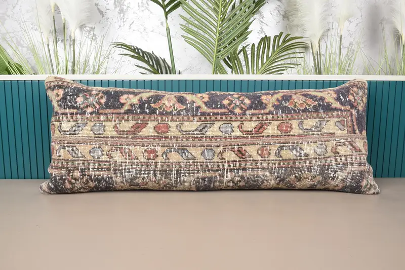 Türkischer rechteckiger Kissenbezug, 40 x 107 cm, beige, marokkanisches Euro-Kissenbezug - 1