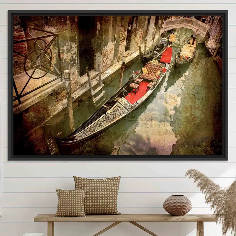 Leinwanddruck mit Blick auf die Gondel von Venedig – elegante italienische Kunst