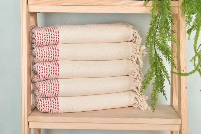 Bridesmaid Gift Red Cotton Towel, 70x40 Inches, Organic Cotton/Linen