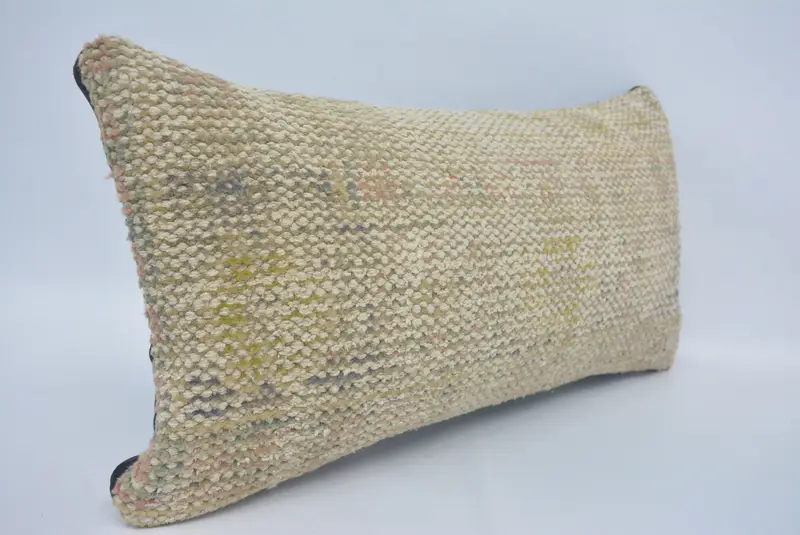 One Of A Kind Cushion Cover, Pillow for Couch, Pillow, Pillow for Sofa, Seat Pillow Sham, Kilim Pillow Cover, 12x24 Beige Pillow - 3