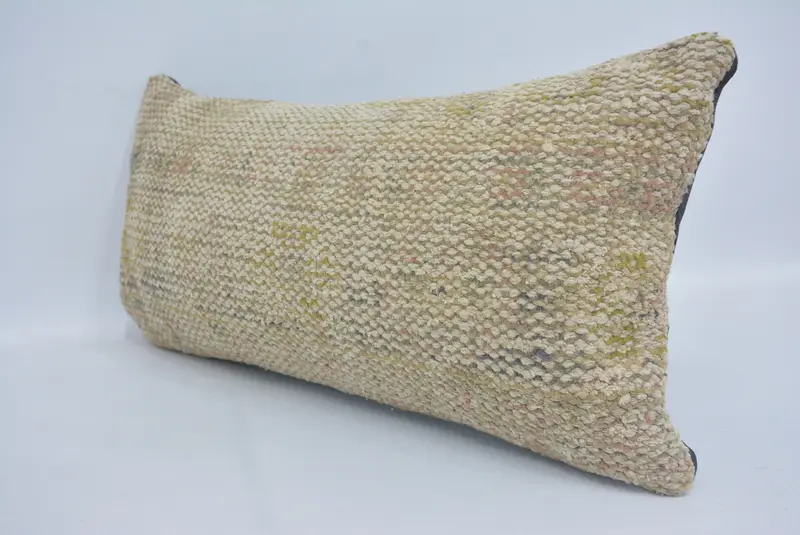 One Of A Kind Cushion Cover, Pillow for Couch, Pillow, Pillow for Sofa, Seat Pillow Sham, Kilim Pillow Cover, 12x24 Beige Pillow - 4