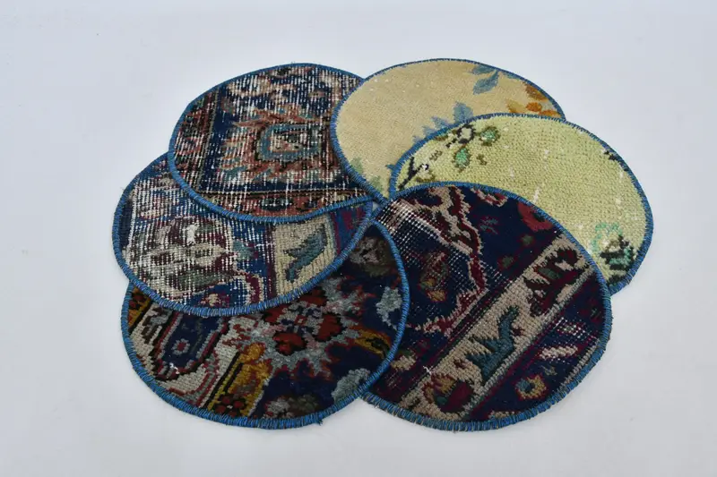 ボヘミアン サークル プレースマット、オレンジ & ブロンズ コットン ウール デコレーション