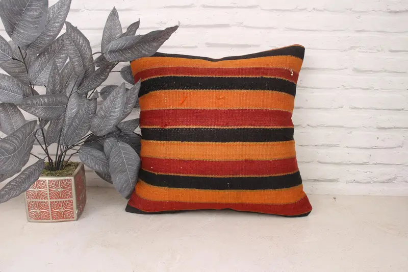 Antique Pillows, Cotton Pillow, Yoga Pillow Cover, Pillow Cover, 18x18 Red Cushion Cover, Turkish Kilim Pillow, Art Deco Cushion, Turkish Pillow - 1