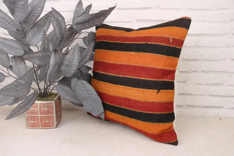 Antique Pillows, Cotton Pillow, Yoga Pillow Cover, Pillow Cover, 18x18 Red Cushion Cover, Turkish Kilim Pillow, Art Deco Cushion, Turkish Pillow - 4
