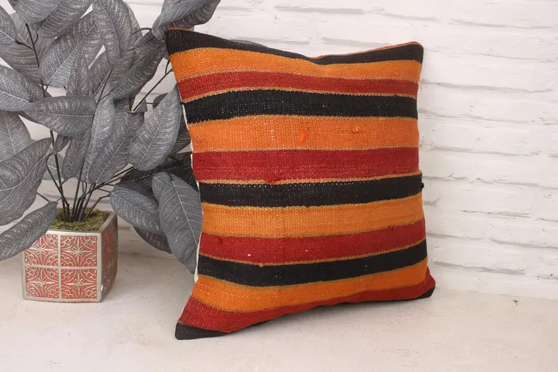 Antique Pillows, Cotton Pillow, Yoga Pillow Cover, Pillow Cover, 18x18 Red Cushion Cover, Turkish Kilim Pillow, Art Deco Cushion, Turkish Pillow - 3
