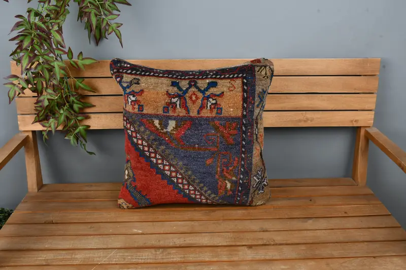 20x20 Red Cushion, Antique Pillows, Home Decor Pillow, Lounge Throw Pillow Case, Pillow Cover, Turkish Kilim Pillow - 6