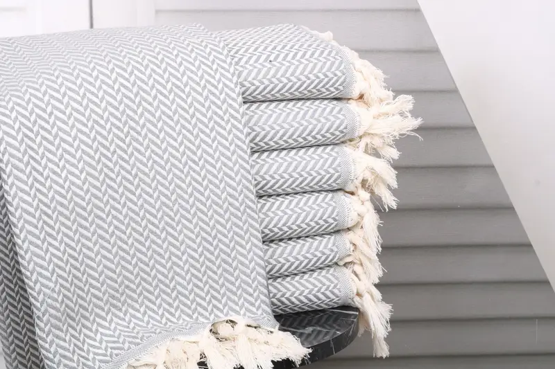 Custom Beach Towel Monogrammed Turkish Cotton Dark Gray, 40x71 Inches