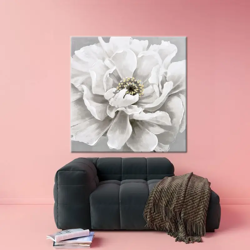 Modern Abstract Luxury Canvas: Trendy White Printed Art