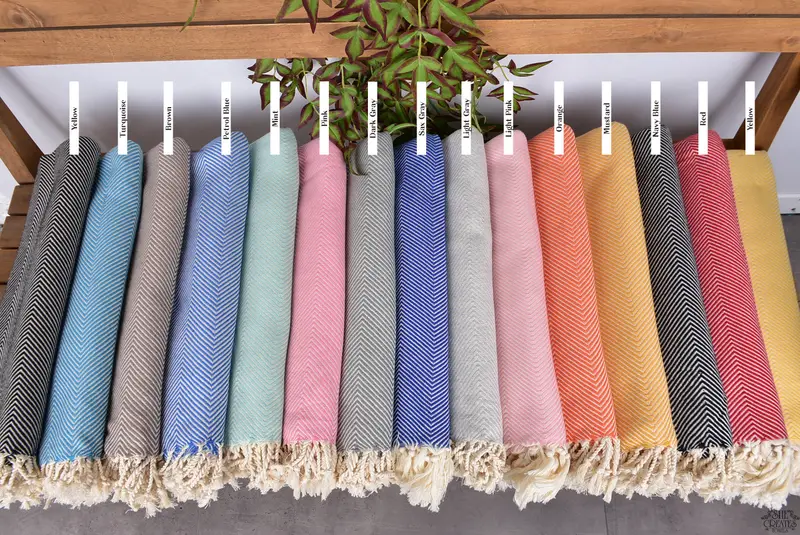 Custom Beach Towels, Large Turkish Towel, 70x40 Cotton Herringbone Towel, Bachelorette Party Gift, Bachelor Gifts, Bachelorette Party Favor - 2