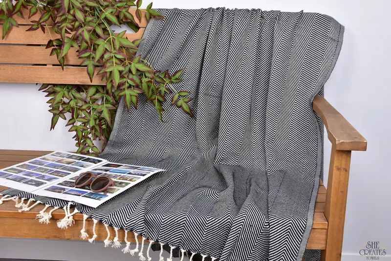 Custom Beach Towels, Large Turkish Towel, 70x40 Cotton Herringbone Towel, Bachelorette Party Gift, Bachelor Gifts, Bachelorette Party Favor - 3