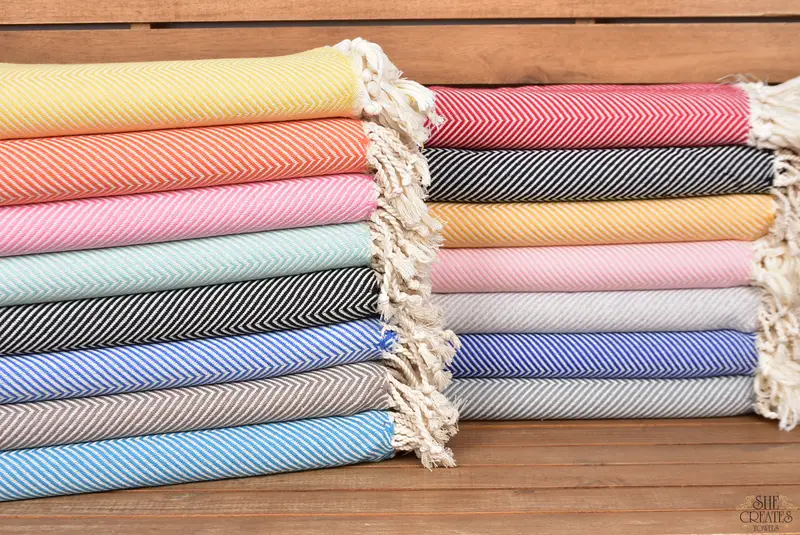 Custom Beach Towels, Large Turkish Towel, 70x40 Cotton Herringbone Towel, Bachelorette Party Gift, Bachelor Gifts, Bachelorette Party Favor - 1