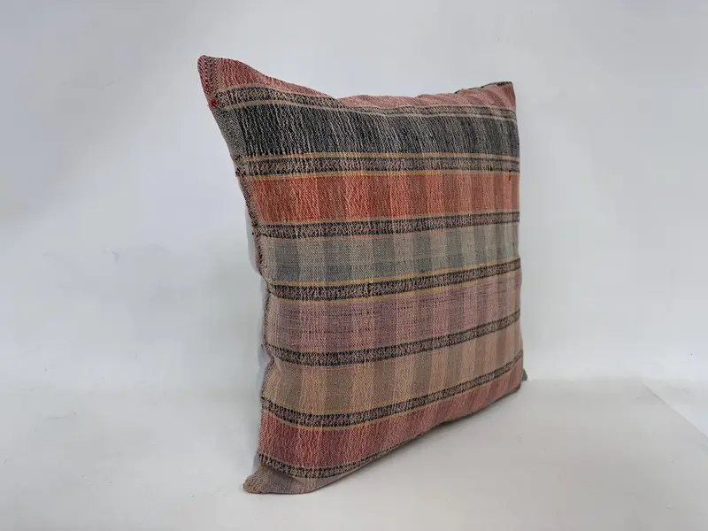 Throw Kilim Pillow, Ethnical Kilim Rug Pillow, Retro Pillow Sham, 24x24 Rainbow Cushion Cover, Pillow for Sofa, Floor Pillow Case, Pillow Case - 3
