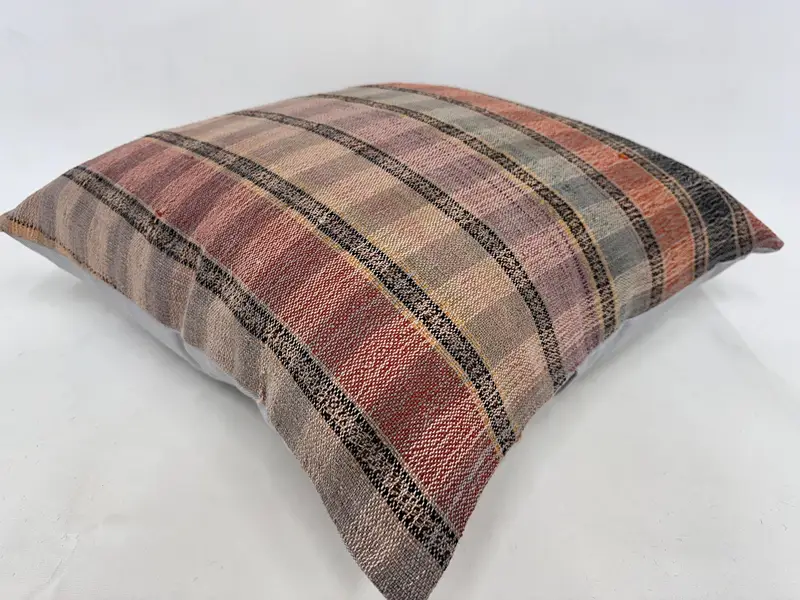 Throw Kilim Pillow, Ethnical Kilim Rug Pillow, Retro Pillow Sham, 24x24 Rainbow Cushion Cover, Pillow for Sofa, Floor Pillow Case, Pillow Case - 6
