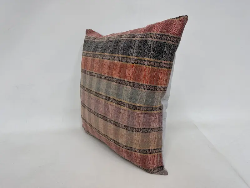 Throw Kilim Pillow, Ethnical Kilim Rug Pillow, Retro Pillow Sham, 24x24 Rainbow Cushion Cover, Pillow for Sofa, Floor Pillow Case, Pillow Case - 4