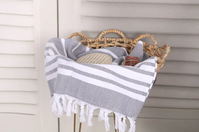 Beach Theme Wedding Gift, Monogrammed Hand Towel, Wedding Shower Gift, Custom Hand Towel, 40x20 Cotton Zig zag Towel, Personalized Kitchen Towel - 2