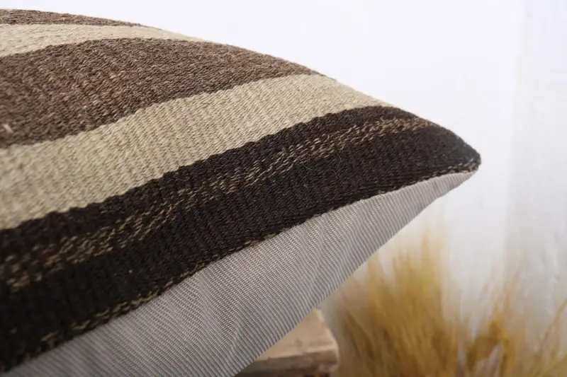 24x24 Brown Pillow Sham, Vintage Kilim Throw Pillow, Turkish Kilim Pillow, Throw Kilim Pillow, Sofa Bolster Pillow Sham, Cushion - 6