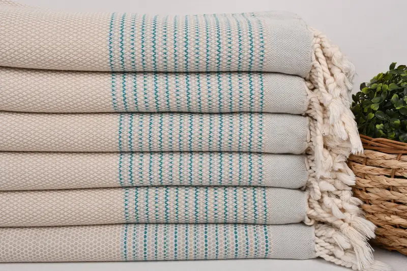 Beach towel, Quick-Dry Beach Towel, Bachelor Towel, Embroidery Towels, Turkish Beach Towel Bulk, Absorbent Turkish towel, 64x40 Cotton Striped Towel - 2