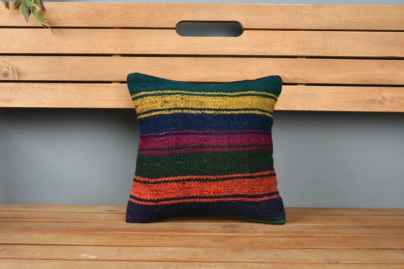 Antikkissen, türkisches Kissen, ästhetische Kissenbedeckung, Bodenkissenbedeckung, Kissenbedeckung, 12x12 blaues Kissen, türkisches Kilim -Kissen - 6