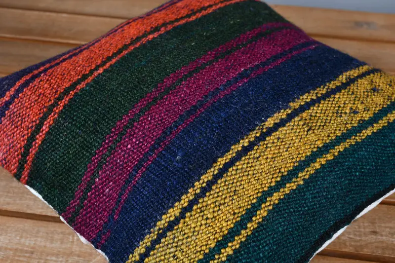 Antikkissen, türkisches Kissen, ästhetische Kissenbedeckung, Bodenkissenbedeckung, Kissenbedeckung, 12x12 blaues Kissen, türkisches Kilim -Kissen - 3
