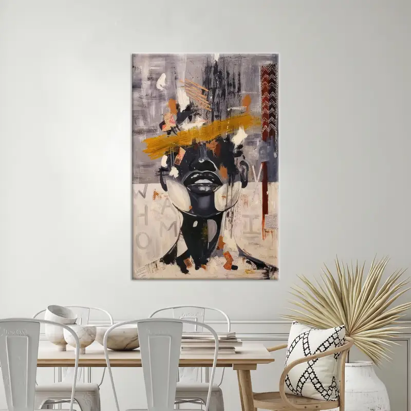 Elegantes abstraktes Frauenporträt, bedruckte Leinwandkunst