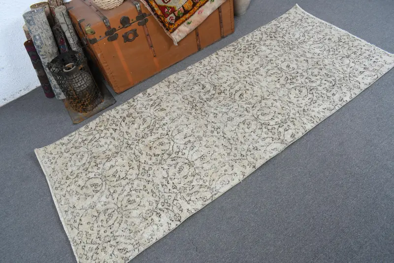 Türk Halısı, Accent 3x6.9 ft Halı, Oushak Beyaz Patchwork Halı - 1