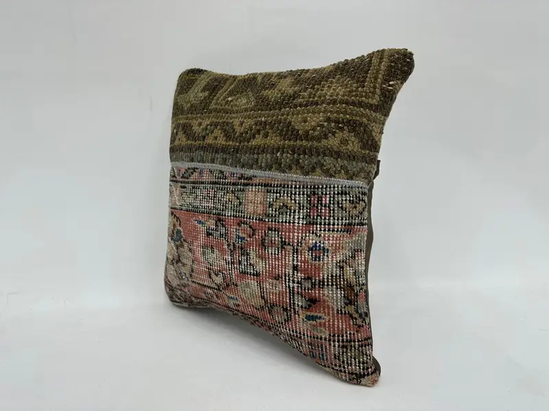 Antique Pillows, Pillow, Boho Pillow, Bolster Cushion Case, 16x16 Red Cushion, Handmade Throw Cushion Case, Vintage Kilim Pillow Pillow, Gift Pillow - 4