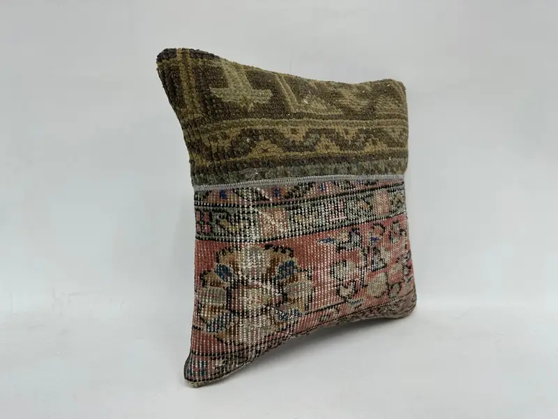 Antique Pillows, Pillow, Boho Pillow, Bolster Cushion Case, 16x16 Red Cushion, Handmade Throw Cushion Case, Vintage Kilim Pillow Pillow, Gift Pillow - 3