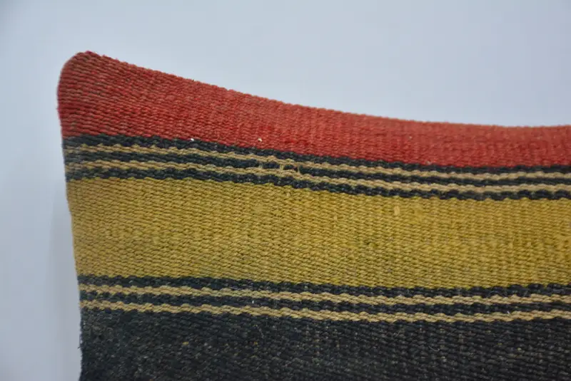 Turkish Rugs Pillow Sham, Kilim Cushion Sham, Knitted Cushion Case, Pillow Sham, Home Decor Pillow, Kilim Pillow Cover, 14x14 Yellow Cushion - 2